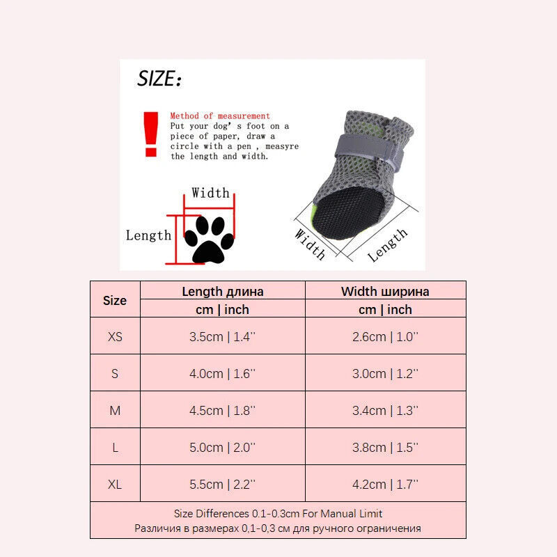 ​​​​​​​4Pcs Dog Anti-Slip Shoes Sneakers for Small Dogs: White and Brown (3 sizes available)