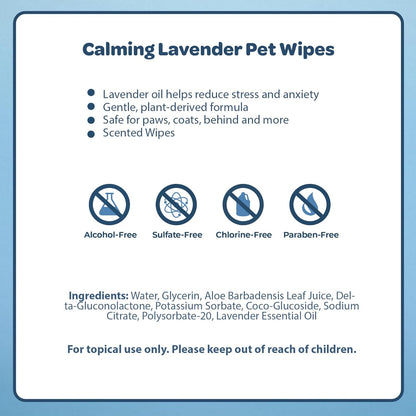 🐾 Natural Lavender Pet Grooming Wipes!  🐾  Cotton Plant-Based Chemical-Free Formula 🐾 100-Count Multipurpose 